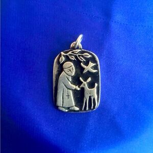 Sterling Silver Pendant with Saint Francis and Animal Design